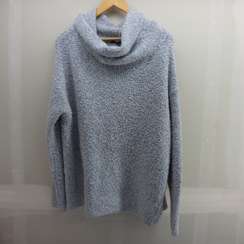 Staccato Blue Popcorn Knit Cowl Neck Sweater Large Pullover Soft Cozy L